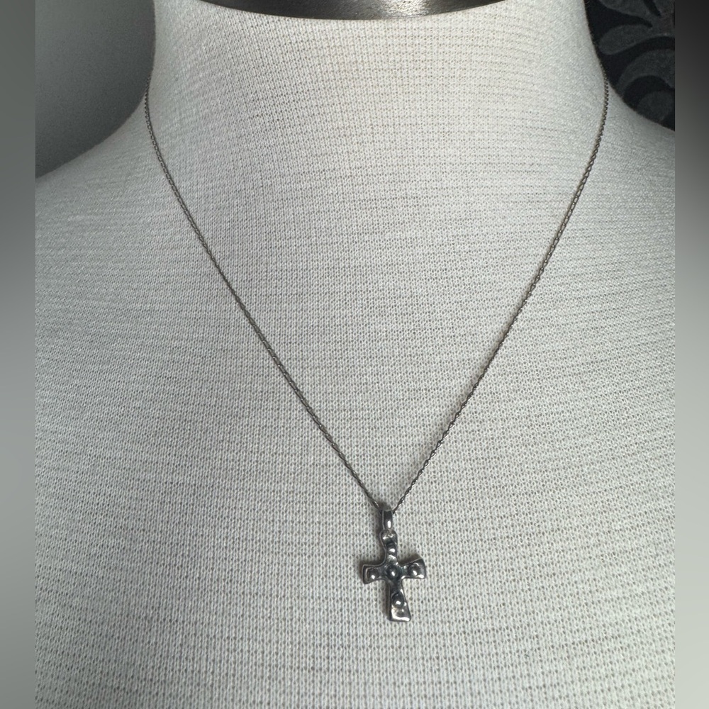 Tiny Silver Cross Pendant Necklace